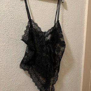 Victoria’s Secret Vintage Black Teddy Body Suit New With Gold  Tags Size L